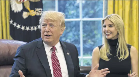  ?? MOLLY RILEY / GETTY IMAGES ?? ABOVE: President Donald Trump and daughter Ivanka videoconfe­rence Monday with NASA astronauts aboard the Internatio­nal Space Station in the Oval Office at the White House in Washington.