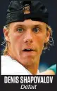  ??  ?? DENIS SHAPOVALOV Défait