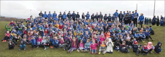  ??  ?? The huge crowd of children and coaches at the Blessingto­n GAA Club Easter Camp. Photos: Barry Hamilton
