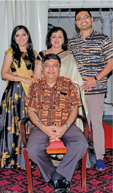  ?? ?? The new Minister for Sugar and Multi-Ethnic Affairs Charan Jeath Singh (seated), with his wife Dr Swaran Nandita Singh, daughter Namrata Charan Singh and son in-law Dr Minesh Prakash in Suva earlier this year.