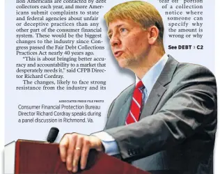  ?? ASSOCIATED PRESS FILE PHOTO ?? Consumer Financial Protection Bureau Director Richard Cordray speaks during a panel discussion in Richmond, Va.