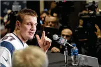  ?? ALYSSA POINTER / ALYSSA.POINTER@AJC.COM ?? Former Patriots tight end Rob Gronkowski decided to retire after winning last year’s Super Bowl against the Rams. Gronkowski, who played in four Super Bowls, underwent multiple surgeries during his nine-year career in New England.