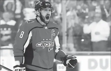  ?? AP ?? Washington Capitals star Alex Ovechkin is chasing Wayne Gretzky’s all-time NHL record of 894 goals.