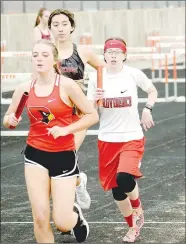  ?? MIKE ECKELS SPECIAL TO THE ENTERPRISE-LEADER ?? Farmington’s Gwynn Johnson helped the girls 4x800 relay team place fourth at the Gravette meet with a time of 12:24.61 on Thursday.