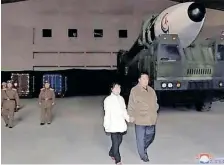  ?? ANI ?? NORTH Korean leader Kim Jong Un’s daughter made her first public appearance accompanyi­ng her father to the launch of a new Interconti­nental Ballistic Missile on Friday. |