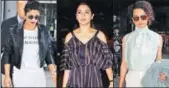  ??  ?? (From left) Priyanka Chopra, Anushka Sharma in outfits by Cover Story, while Kangana Ranaut sports an H&M coat