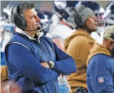  ?? AP PHOTO/MATT FREED ?? Tennessee Titans coach Mike Vrabel watches during the team’s Nov. 2 game against the host Pittsburgh Steelers.