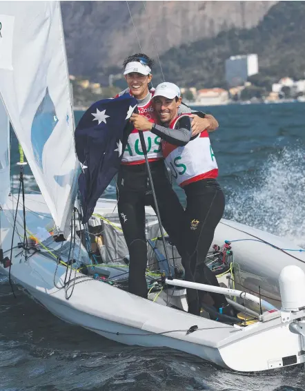  ?? Picture: BRETT COSTELLO ?? Mathew Belcher (right) and Will Ryan celebrate after claiming an Olympic silver medal in Rio.