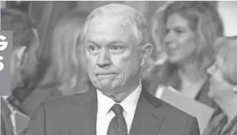 ?? SAUL LOEB, AFP/ GETTY IMAGES ?? Attorney General Jeff Sessions, shown here at a Senate committee hearing lastmonth, spoke to a gathering of the nation’s attorneys general on Tueday in Washington.
