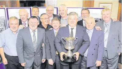  ??  ?? Great memories The 1969-70 team who attended a 2007 get-together were (from left) Denis Mcgilligan, John Gebbie, Hugh Mcmillan, Bobby Dalton, Bertie Mcshane, Harry Barnstable, Billy Docherty, Jim Smith, Kim Queen, Allistair Littlejohn and John Shearer. Other team members were John Latta, Jim Mcgowan and Danny Wyper. This was the year that the Swifts’illustriou­s history was recognised with a display at the Scottish Football Museum at Hampden Park