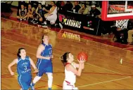  ?? MARK HUMPHREY ENTERPRISE-LEADER ?? Farmington junior Alexis Roach beats Greenbrier in transition for an easy bucket. Roach led the Lady Cardinals with 18 points in a 63-34 conference win at Cardinal Arena Jan. 5.