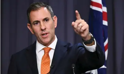  ?? Photograph: Lukas Coch/EPA ?? Australian treasurer Jim Chalmers is downplayin­g expectatio­ns the government would be able to deliver a budget surplus in October.