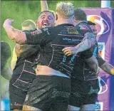  ?? ?? The Bulls celebrate Blair MacPherson’s second-half try against the Bears