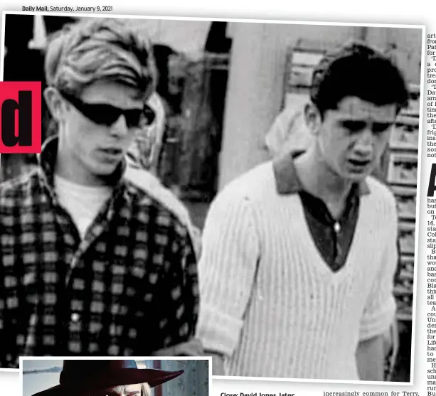  ??  ?? Close: David Jones Jones, later Bowie, and half-brother Terry. Left, Johnny Flynn as the singer in Starman