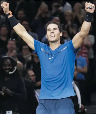  ?? THOMAS SAMSON/AFP ?? No topo. O espanhol Rafael Nadal venceu na primeira rodada do Masters 1.000 de Paris