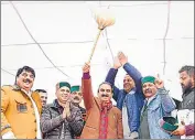  ?? HT PHOTO ?? Himachal chief minister Sukhvinder Singh Sukhu at a rally in Chaupal in Shimla on Tuesday.