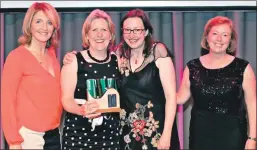  ??  ?? Fiona Sharples and Liz Cottier, from Friends of Oban Community Playpark, receive their award from TV presenter Kaye Adams, left, and Rebecca Pritchard from Triodos Bank, one of the sponsors.