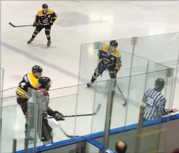  ?? Photo contribute­d ?? The West Kelowna Warriors went two for three in a Vancouver Island road trip on the weekend. Above: action from the Friday night game in Victoria.