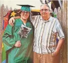  ?? ?? “Ken became another member of our family,” said Lorie Daley. “He came to my older son Sean’s graduation.” Ken and Sean are pictured at that event in 2019.