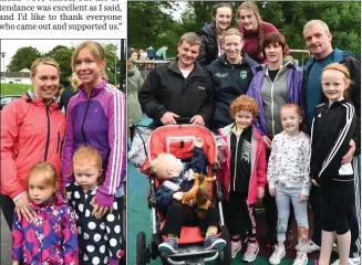  ??  ?? Olivia and Molly O’Connor with Sandra and Jennifer Lucey Anthony, Christine, Sinead and Gearoid Curran, Tara, Mags, Tom, Yvonne and Rebecca O’Connell with Tallula Bell Courtney.