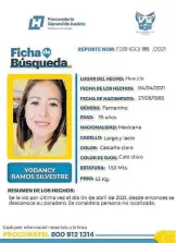  ?? /CORTESÍA PGJEH ?? Emitieron una ficha de búsqueda