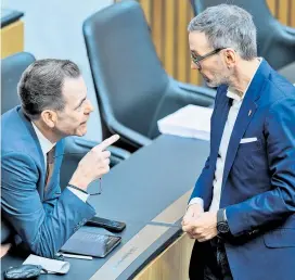  ?? ?? EU-Delegation­sleiter Harald Vilimsky (links) mit FPÖ-Chef Herbert Kickl.