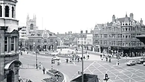  ??  ?? Cathedral Square in Peterborou­gh in 1965, when it was a faithful Tory-voting town