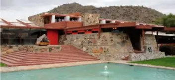  ?? PAT LEE ?? Taliesin West, Frank Lloyd Wright’s iconic desert home, was designed and built by the famous architect. The home still houses architectu­ral students.