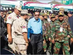  ?? SRENG MENG SRUN ?? Prime Minister Hun Sen visits an exhibition of military hardware and exercises on Phnom Penh’s Koh Pich on Saturday.