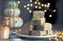  ??  ?? Peanut butter blondie brownies.