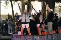  ?? MORRY GASH — THE ASSOCIATED PRESS ?? Stanford players celebrate on the River Walk in San Antonio after defeating Arizona 54-53to win the NCAA women’s championsh­ip Sunday night at the Alamodome. It was Stanford’s first title since 1992.