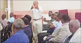  ?? (Pics: Stanley Khumalo) ?? Former senator Walter Bennett making submission­s yesterday during a meeting of former politician­s.