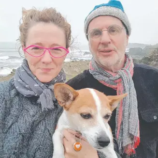  ?? Picture: SUPPLIED ?? Dr Philip Nitschke and his wife Dr Fiona Stewart with their dog Henny.