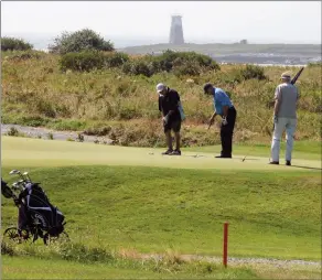  ??  ?? The green at the 15th hole at Hartlen Point Golf Course, arguably one of the windiest in the province.