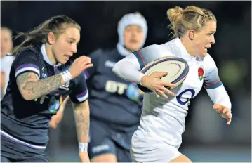 ??  ?? Full throttle: England’s Danielle Waterman breaks free to score the first try against Scotland