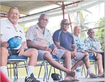  ?? Picture: FIJI FA MEDIA ?? Fiji FA legends (from left) Onnie Wong, Jone Ratu, Abdul Mannan, John Round and Atunaisa Naivivi at Lawaqa Park in Sigatoka.