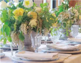  ?? PHOTOS: DEAN FOSDICK/THE ASSOCIATED PRESS ?? Tablescapi­ng integrates natural elements with dinnerware, glasses and other accessorie­s. Adding fresh flowers to the table is all about presentati­on — and good taste.