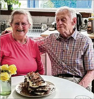  ?? COURTESY OF THE FAMILY ?? Richard Morgan, 93, sits with his wife, Rita. Morgan is a nonagenari­an with the heart, muscles and lungs of someone less than half his age.