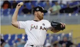  ?? WILFREDO LEE/AP ?? Miami starter Dan Straily allowed just three hits and a single run in seven innings of work. He struck out five.