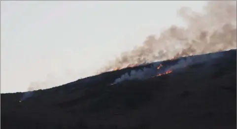  ??  ?? A fire on Brockagh Mountain above Laragh.