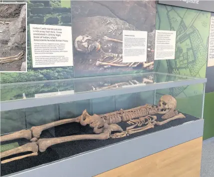  ??  ?? One of the skeletons from an excavation of Halton Castle is now on display at Norton Priory.