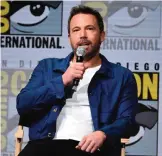  ??  ?? Ben Affleck speaks at the Warner Bros "Justice League" panel on day three of Comic-Con Internatio­nal.