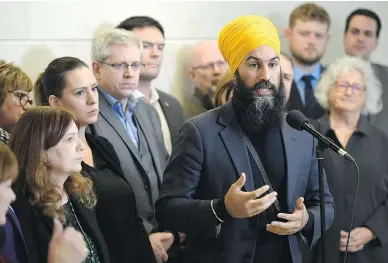  ?? JUSTIN TANG / THE CANADIAN PRESS ?? NDP Leader Jagmeet Singh’s stance on the Palestinia­n issue is a classic example of third party fence-straddling, writes John Ivison, but it does suggest an evolving maturity.