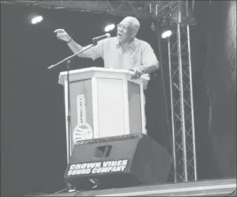  ??  ?? President David Granger speaking at the rally