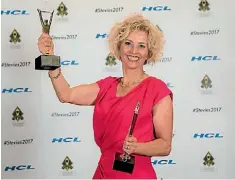  ?? SUPPLIED ?? She Prosperity founder Kimberley Sumner at the Stevie awards in New York, where she won four gongs.