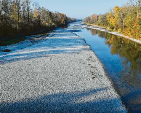  ?? Foto: Marcus Merk ?? Das Wasserwirt­schaftsamt stuft den Wasserstan­d des Lech derzeit in die Kategorie „sehr niedrig“ein.