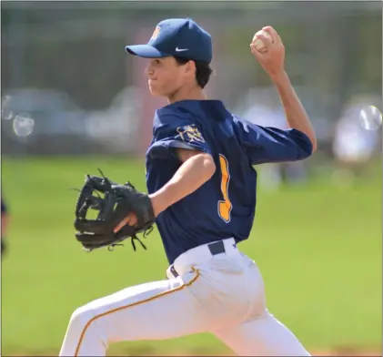  ?? KYLE FRANKO — TRENTONIAN PHOTO ?? Nottingham relief pitcher Ryan Applegate throws to the plate against Voorhees during a Central Group II quarterfin­al baseball game on Friday.