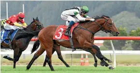  ?? RACE IMAGES NI ?? Not An Option and rider Leith Innes take the Wakefield Challenge Stakes yesterday.