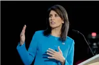  ?? AP ?? US ambassador to the UN Nikki Haley says she is exploring, with some council members, various options for pressuring Iran to ‘adjust their behaviour’. —