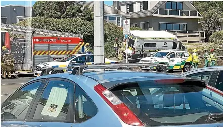  ?? ?? Some locals want the Mana clearway removed after Transmissi­on Gully is opened. A St John Ambulance crashed on Mana Esplanade, north of Porirua, with two patients on board, in 2018.